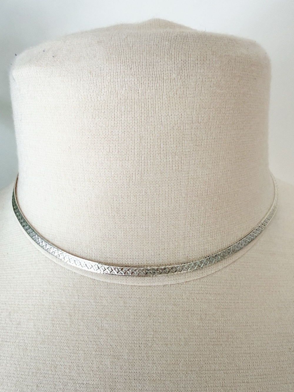 925  Silver Textured Choker Necklace  made in Italy